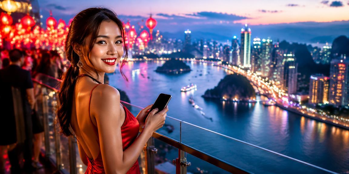 Người chơi tận hưởng cá cược trực tuyến bên bờ biển Vịnh Hạ Long